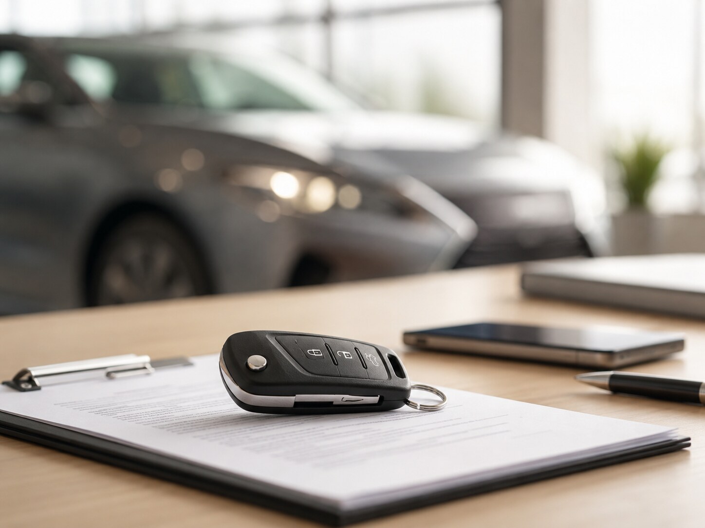 Clé et contrat de location automobile